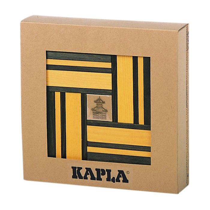 Coffret cadeau Kapla : 40 planchettes Vert et Jaune + livre de créations