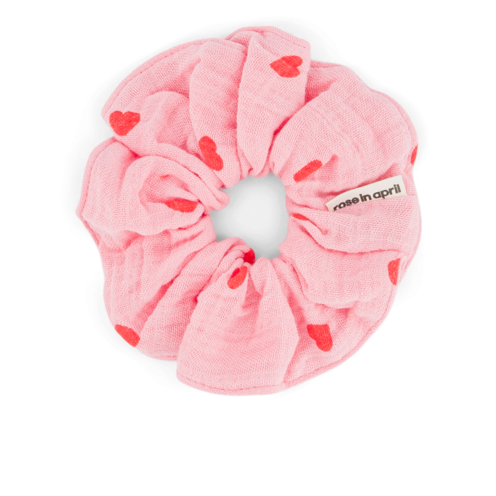Scrunchie Herzen Pink/ Rot, Rose in April