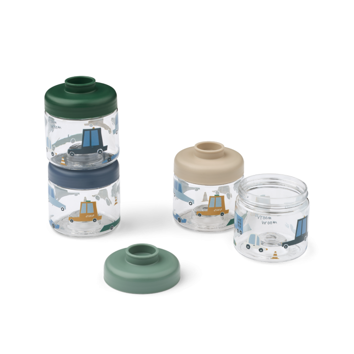 Dominique Food Tritan Boxes 100ml 4-Pack, Cars, Liewood