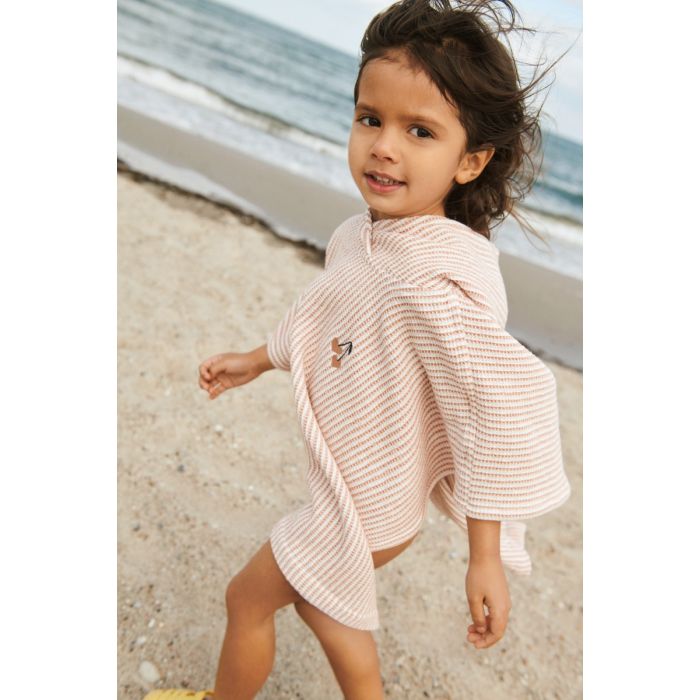 Paco Poncho Embroidery,Y/D stripe Tuscany rose/creme,3-4Y, LIEWOOD