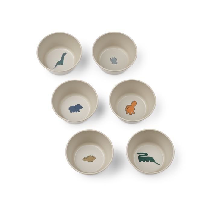 Cees Bowl 6er Pack Schalen, Dinosaurs Mist, Liewood