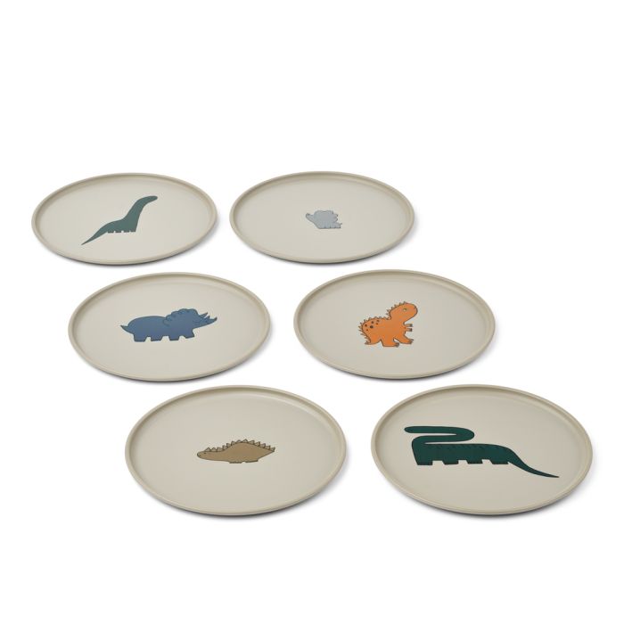 Remco Plate 6er Pack Teller, Dinosaurs Mist, LIEWOOD