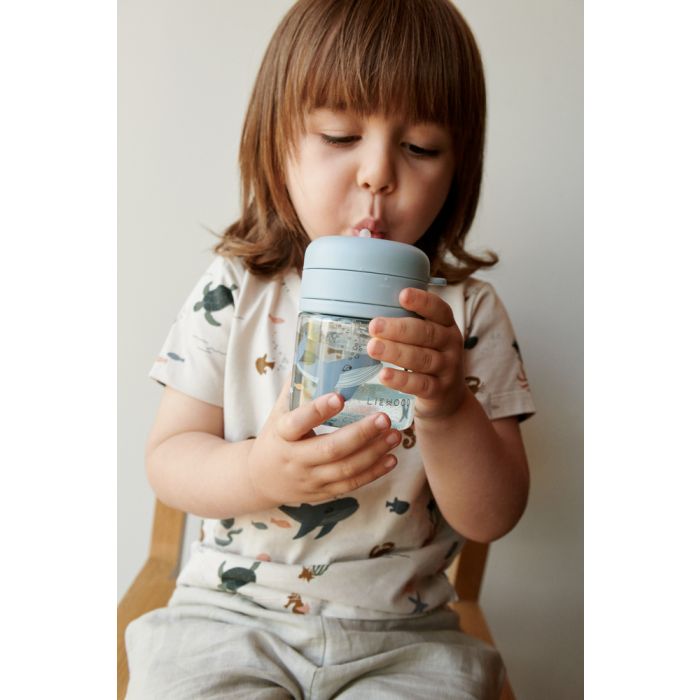 Pavia Trinkflasche mit Strohhalm 280ml, Sea creature Sandy, Liewood