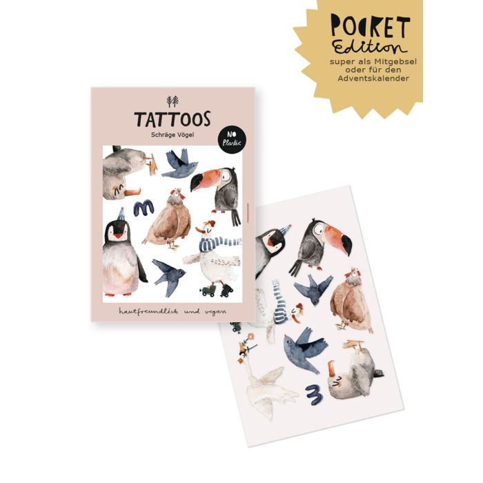 Mini Tattoos, schräge Vögel, Halfbird