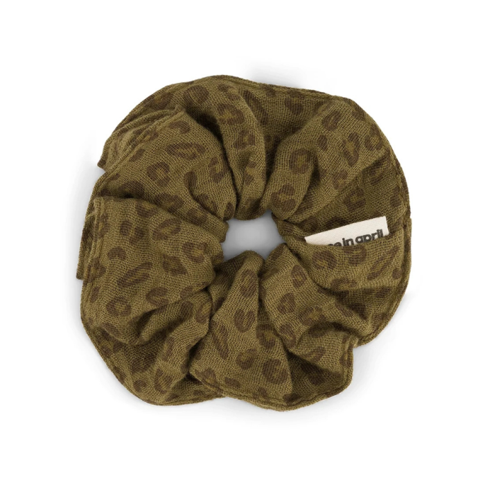 Scrunchie, Mini Leoparden Olivgrün, Rose in April