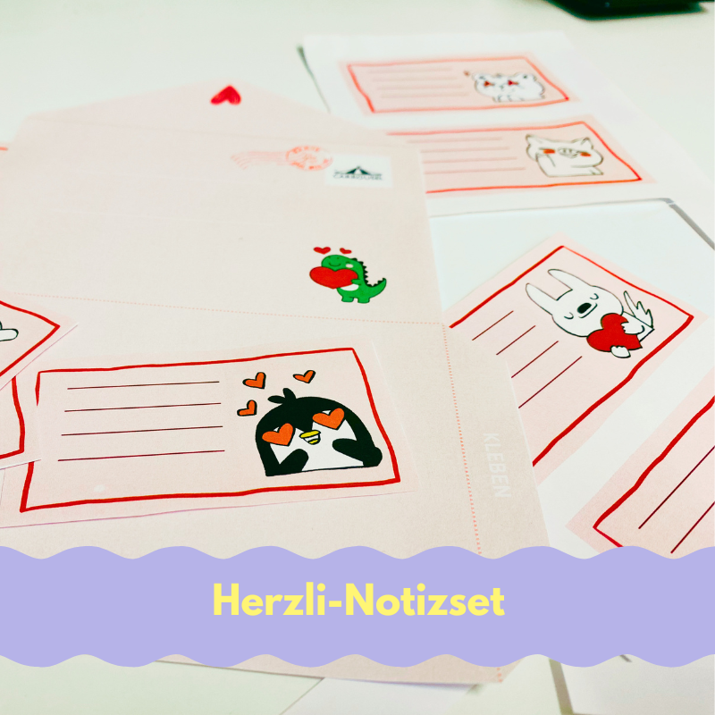 Herzli Notizset Gratis Download f&uuml;r Kinder
